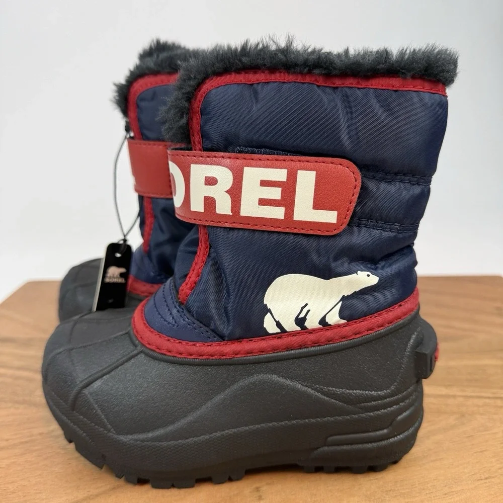 New Little Kids‎ Sorel Snow Commander Fur Lined Winter Boots Size 9 C